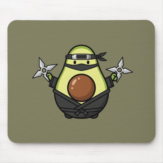 Cute Avocado Ninja Shuriken Warrior Illustration マウスパッド (正面)