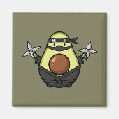 Cute Avocado Ninja Shuriken Warrior Illustration マグネット (正面)