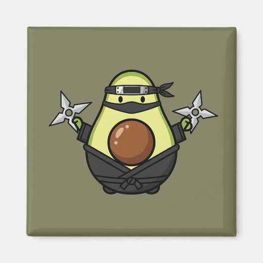 Cute Avocado Ninja Shuriken Warrior Illustration マグネット (正面)