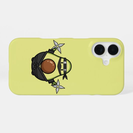 Cute Avocado Ninja Shuriken Warrior Illustration iPhone 16ケース (裏面横)