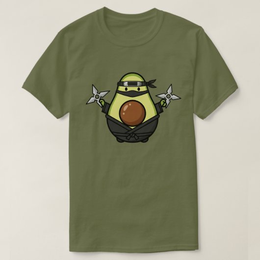 Cute Avocado Ninja Shuriken Warrior Illustration Tシャツ (デザイン正面)