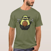 Cute Avocado Ninja Shuriken Warrior Illustration Tシャツ (正面)
