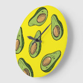 Cute Avocado Pattern Wall Clock - Vibrant ラージ壁時計 (傾斜)