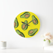 Cute Avocado Pattern Wall Clock - Vibrant ラージ壁時計 (ホーム)