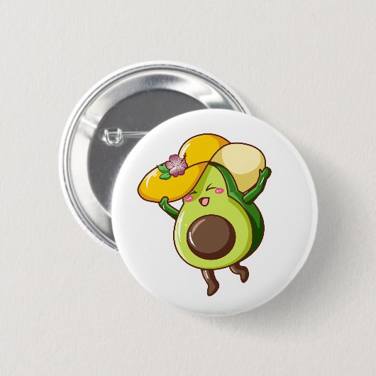 Cute Avocado Pin – Joyful & Happy Vibes 缶バッジ (正面&裏面)