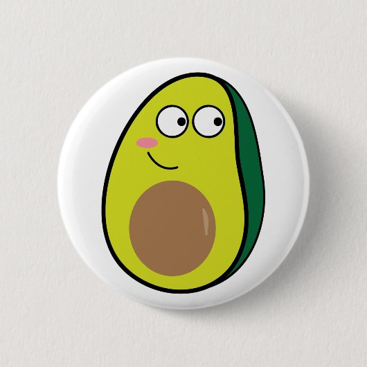 Cute Avocado Pinback Button - Fun Kawaii Fruit Pin 缶バッジ (正面)