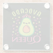 Cute Avocado Queen with Heart Keto Girl Cooking ガラスコースター (裏面)