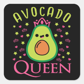 Cute Avocado Queen with Heart Keto Girl Cooking  スクエアシール