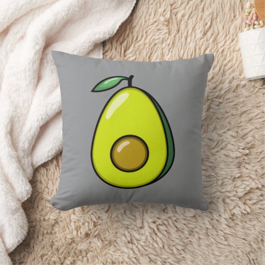Cute Avocado Throw Pillow クッション (ブランケット)