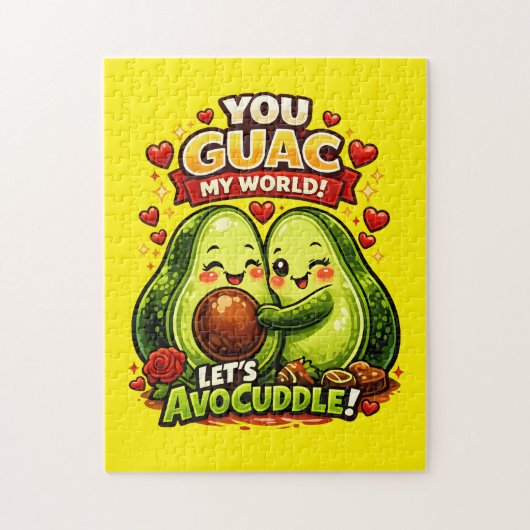 Cute Avocado Valentine’s Love Design, kawaii Love ジグソーパズル (縦)