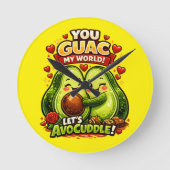 Cute Avocado Valentine’s Love Design, kawaii Love ラウンド壁時計 (正面)