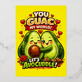 Cute Avocado Valentine’s Love Design, kawaii Love 箔招待状
