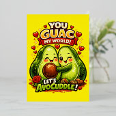Cute Avocado Valentine’s Love Design, kawaii Love 箔招待状 (立ち正面)