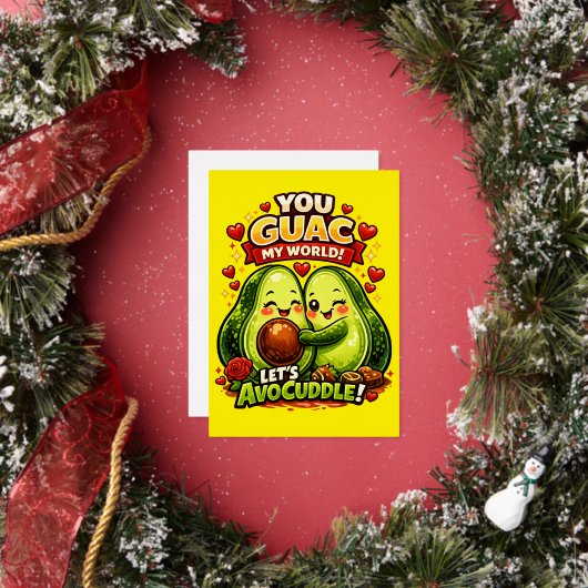 Cute Avocado Valentine’s Love Design, kawaii Love 箔招待状 (インサイチュ)