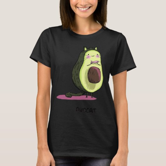 Cute Avocat Avocado Pink Cat Kitten Pun Healthy Ve Tシャツ (正面)