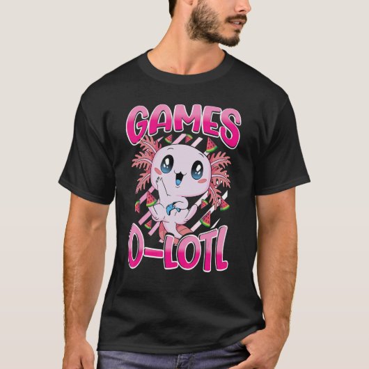 Cute Axolotlのコン遊ソールのビデオゲームAxolotl G Tシャツ (正面)