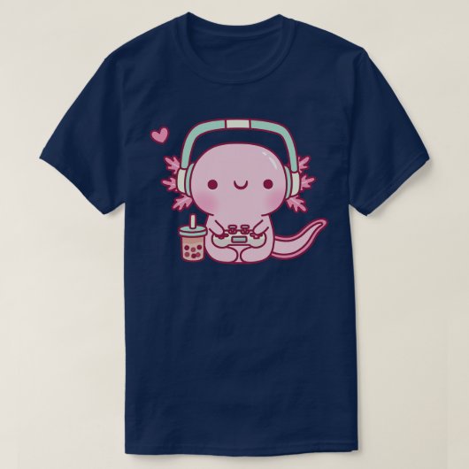 Cute Axolotlの遊ビデオゲーおもしろいム Tシャツ (デザイン正面)