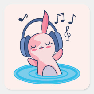 Cute Axolotl聞の音楽 スクエアシール