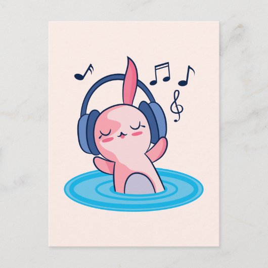 Cute Axolotl聞の音楽 ポストカード (正面)