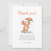 Cute Axolotl Baby Shower Thank You Card 招待状 (正面)