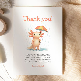 Cute Axolotl Baby Shower Thank You Card 招待状