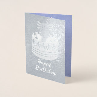 Cute axolotl birthday foil card 箔カード