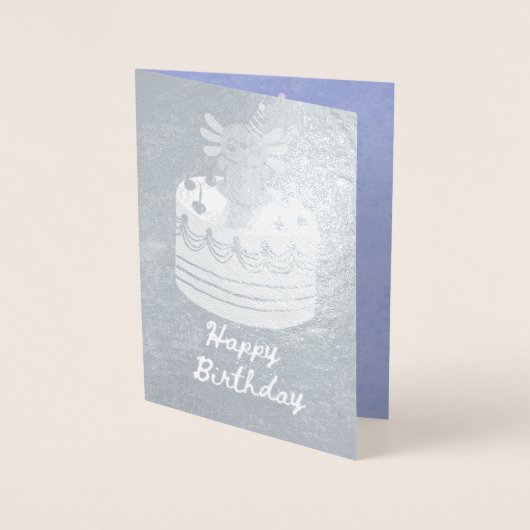 Cute axolotl birthday foil card 箔カード (正面)