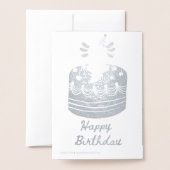 Cute axolotl birthday foil card 箔カード (裏面封筒付き)