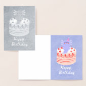 Cute axolotl birthday foil card 箔カード (ディスプレー)