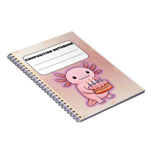 Cute Axolotl Birthday Notebook – Fun Gift ノートブック (右側)