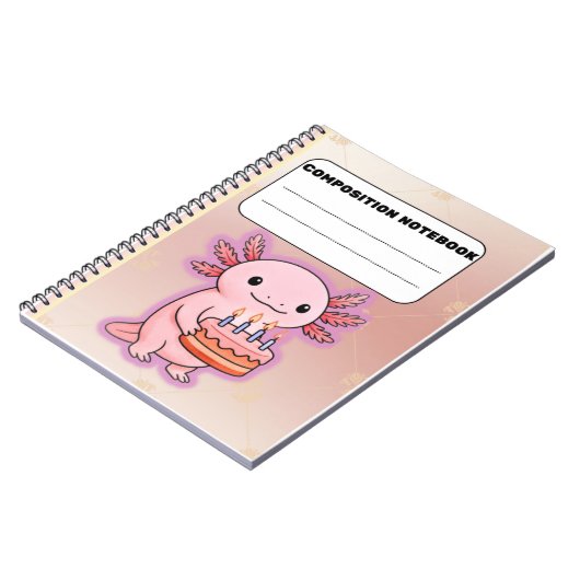 Cute Axolotl Birthday Notebook – Fun Gift ノートブック (左側)