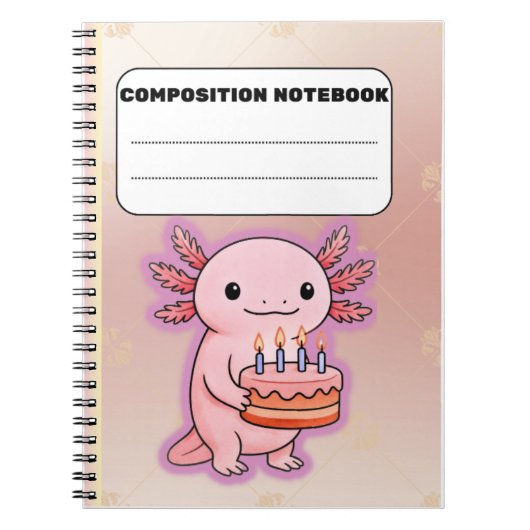 Cute Axolotl Birthday Notebook – Fun Gift ノートブック (正面)