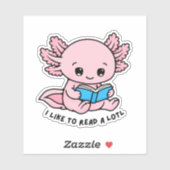 Cute Axolotl Book Lover Funny Pun Sticker シール (シート)