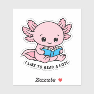 Cute Axolotl Book Lover Funny Pun Sticker シール