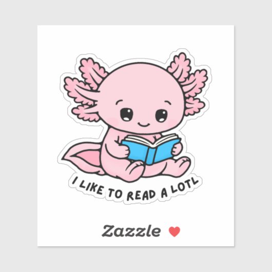 Cute Axolotl Book Lover Funny Pun Sticker シール (シート)