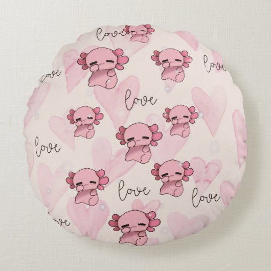 Cute axolotl christmas  ラウンドクッション (正面)