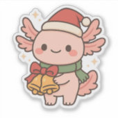 Cute Axolotl Christmas Bells Sticker シール (正面)