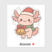 Cute Axolotl Christmas Bells Sticker シール (シート)