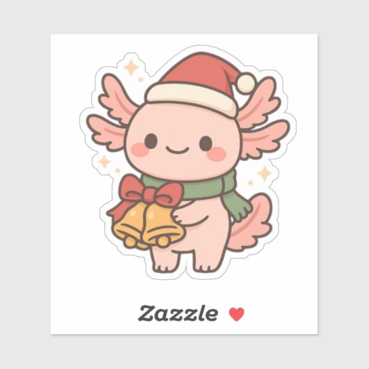 Cute Axolotl Christmas Bells Sticker シール (シート)