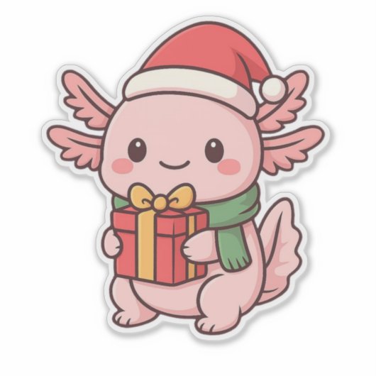 ✔ Cute Axolotl Christmas Gift Sticker シール (正面)