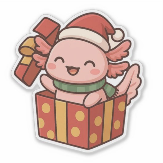 Cute Axolotl Christmas Gift Sticker シール (正面)