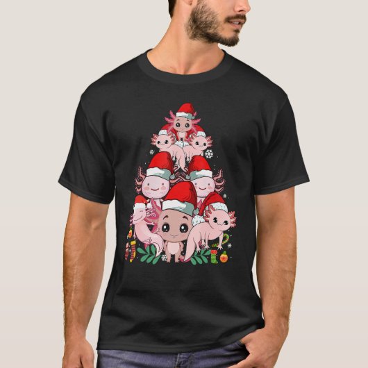 Cute Axolotl Christmas Tree For Axolotl  Xmas Pjs Tシャツ (正面)