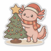 Cute Axolotl Christmas Tree Sticker シール (正面)