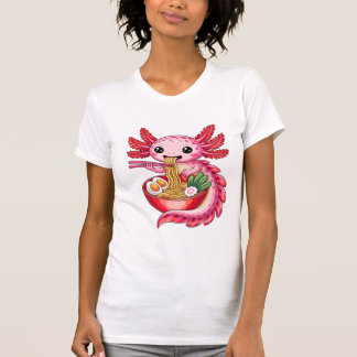 Cute Axolotl Eating Ramen Kawaii Noodle Cartoon Tシャツ