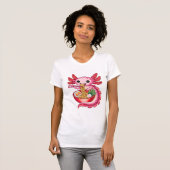 Cute Axolotl Eating Ramen Kawaii Noodle Cartoon Tシャツ (正面フル)
