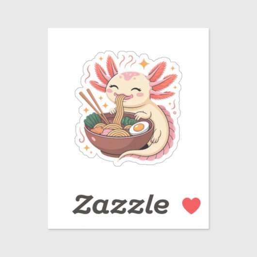 Cute Axolotl Eats Ramen Noodles シール (シート)