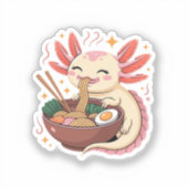 Cute Axolotl Eats Ramen Noodles シール (正面)