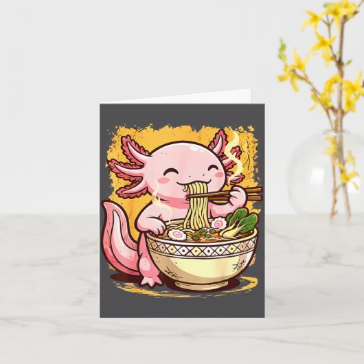 Cute Axolotl Eats Ramen Noodles Axolotls Ramen  カード (黄色い花)