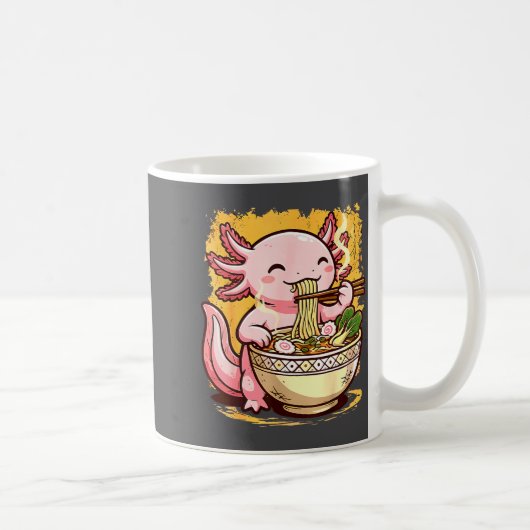 Cute Axolotl Eats Ramen Noodles Axolotls Ramen  コーヒーマグカップ (右)