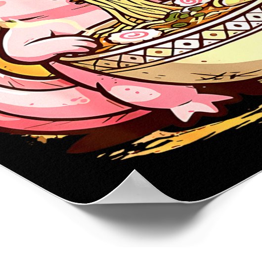 Cute Axolotl Eats Ramen Noodles Axolotls Ramen  ポスター (角)